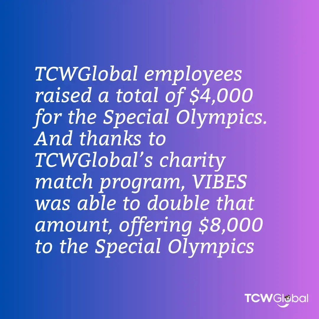 TCWGlobal employees raised a total of $4,000 from their own contributions for the Special Olympics